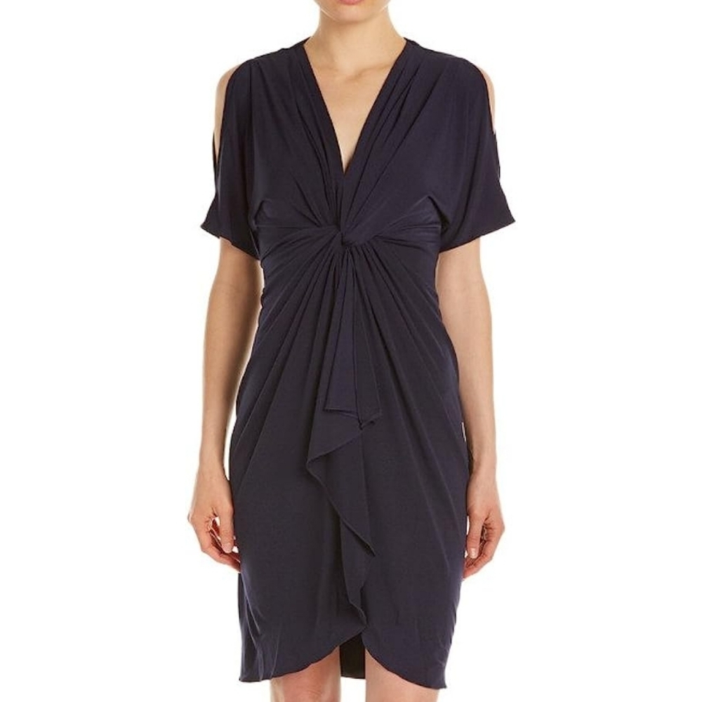 Catherine Malandrino Emily Cold Shoulder Twist Front Little Black Dress Size 0